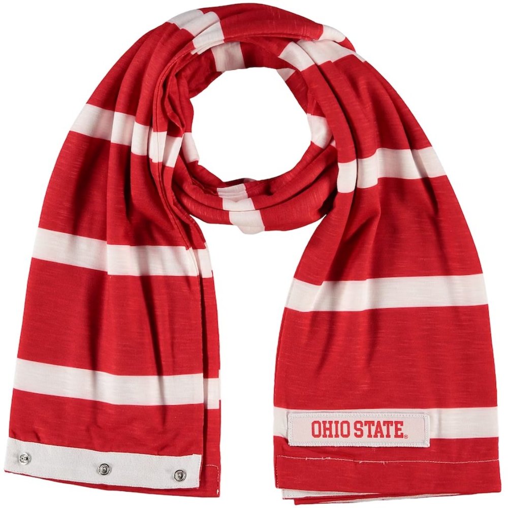 Ohio State Buckeyes Spirit Red/White Striped Women's Scarf Snap Closure
